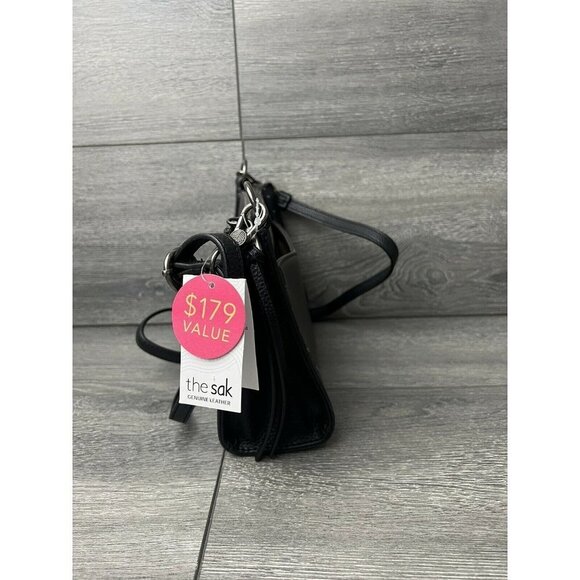 THE SAK Sanibel Crossbody Bag Women Grey Silver Black Leather In Slate Block - Picture 4 of 6